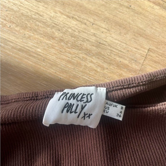 Princess Polly Brown Long Sleeve crop top with wired cups - Picture 3 of 5